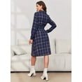 thumbnail image 2 of Women's Plaid Tie Waist Long Sleeve Dress with 100% Polyester Fabric Front Button and Opaque Finish Perfect for Office, 2 of 7