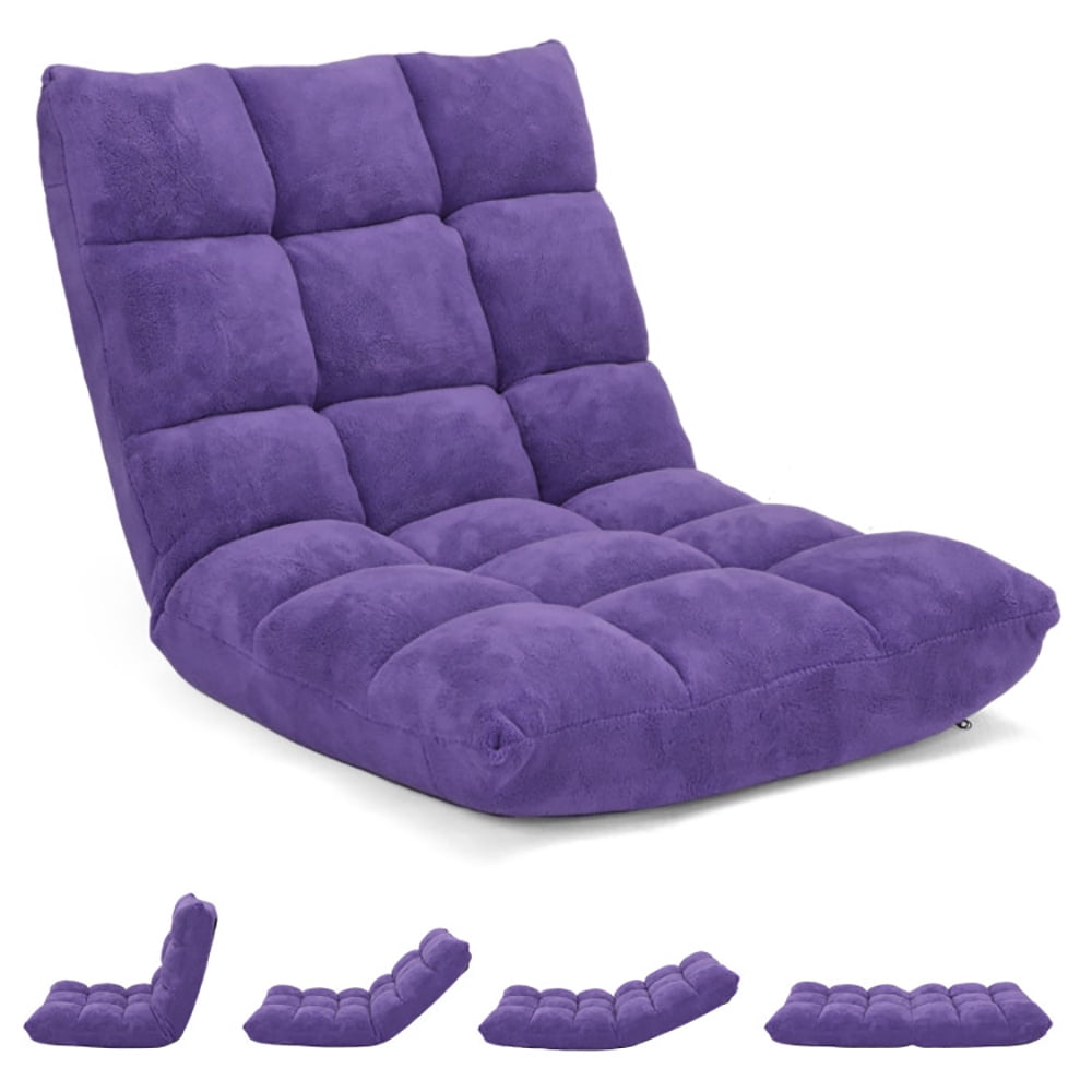 Finihen Adjustable 14-position Cushioned Floor Chair, Folding Lazy Sofa Chair for Living Room, Bedroom, for Gaming, Reading, Purple Finihen Adjustable 14-position Cushioned Floor Chair, Folding Lazy Sofa Chair for Living Room, Bedroom, for Gaming, Reading, Purple