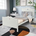 thumbnail image 5 of Bed Frame Twin Platform Bed in White with Wood Slat Support, Headboard & Footboard, 5 of 14
