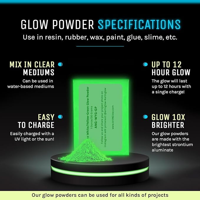Glow in The Dark Pigment Powder - Neutral and Fluorescent Color for Art Painting, Fine Art, Nail Art Paint, and DIY Crafts - Non-Toxic,Long Lasting 10+ Color Options - Fluorescent Orange - (120 Grams)