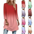 thumbnail image 2 of ShiShine Womens 3/4 Length Sleeve Tunic Tops Trendy Flowy Long Sleeve Shirts Casual Elegant Gradient Color Blouses, 2 of 6