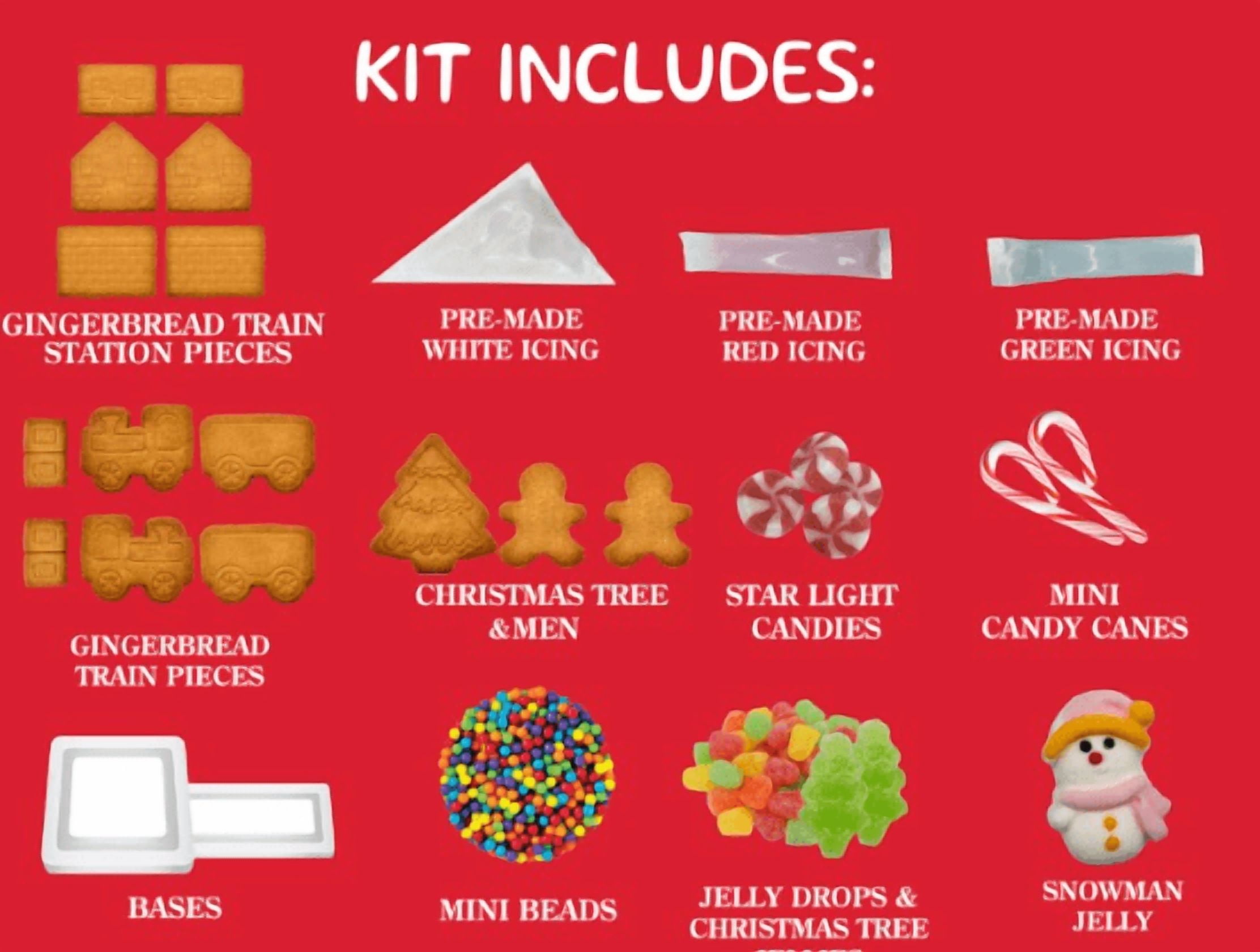 Pre-Built Gingerbread Christmas Train Station DIY Kit, Ready to Decorate, 44.79 oz