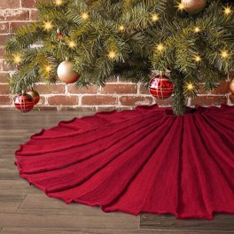 FFIY Jupe de Sapin de Noël Rouge à Sequins Jupe de Sapin en Tissu Scintillant 48 Pouces Jupe de Sapin de Noël pour Décoration de Noël 48 Jupes Rondes Scintillantes Jupe de