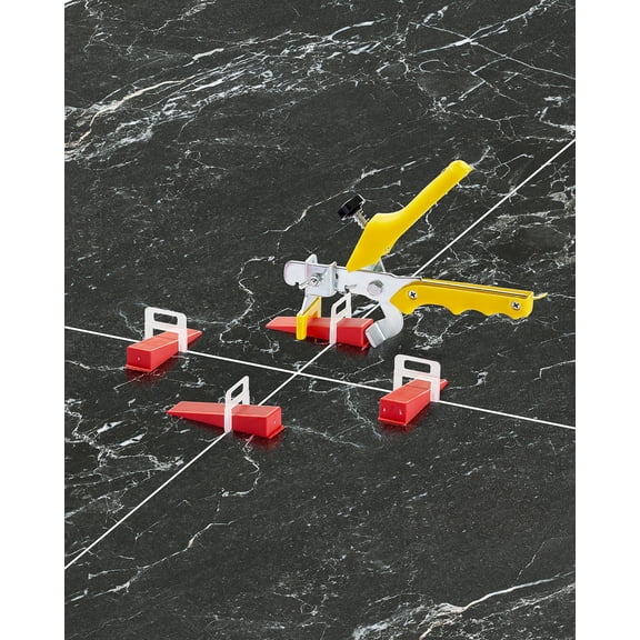 VEVOR Tile Leveling System, 1/8 Inch(3 mm) with 1pc Tile Plier, 700 PCS DIY Tile Leveler Spacers Clips and 200 PCS Reusable Wedges, Tile Tools Set for Professional Ceramic Tile and Stone Installation
