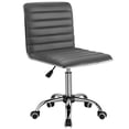 thumbnail image 1 of Furmax Mid Back Task Chair, Low Back Leather Swivel Office Chair, Vanity Chair for Makeup Room, Computer Desk Chair Retro with Armless Ribbed (Grey), 1 of 4