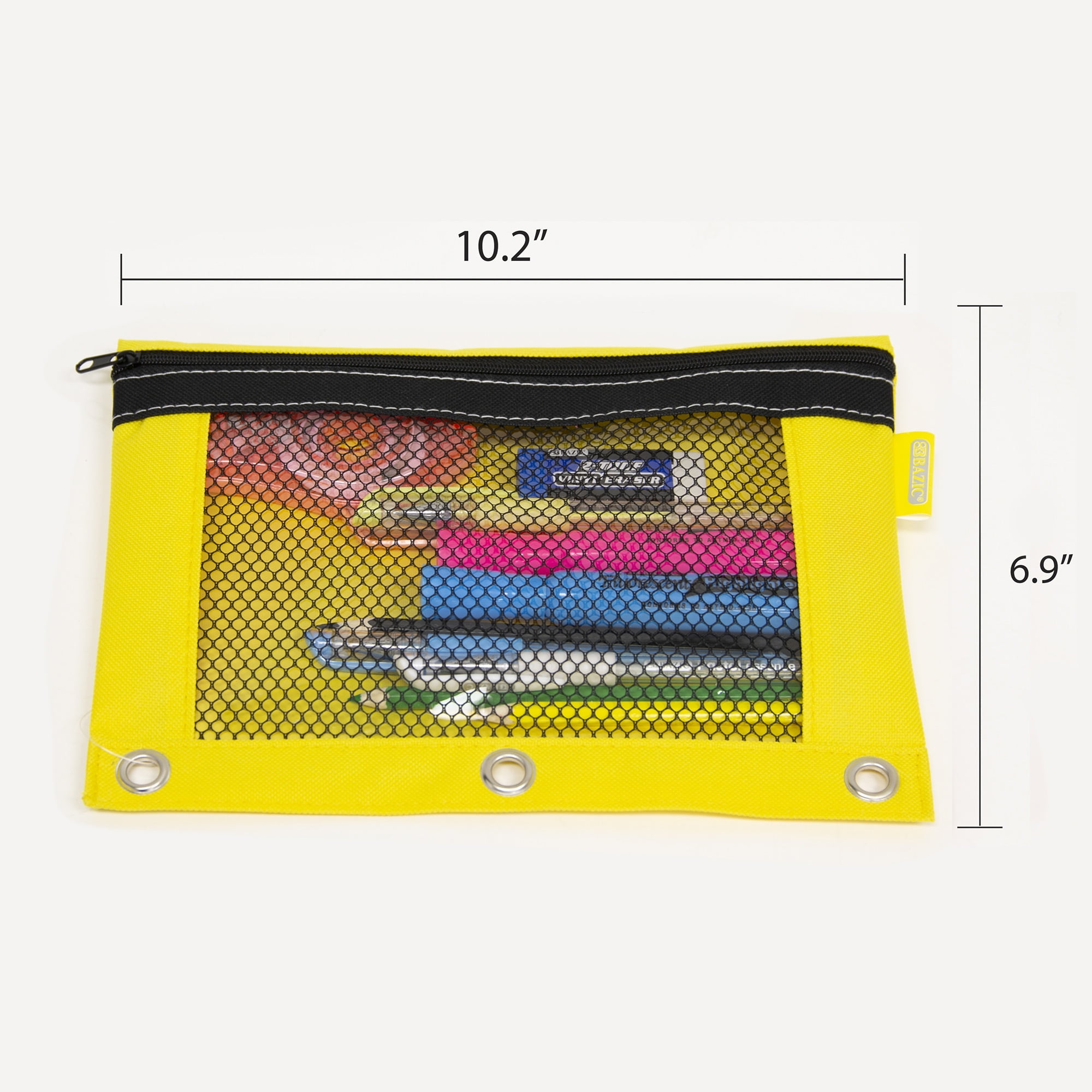 BAZIC Pencil Pouch 3 Ring Binder Pouch w/ Rivet Enforced Rings Holes, 144-Pack