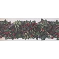 thumbnail image 2 of Fleurs Rouge Profond Verdure Plume Papillon Acorn Pin Pomme Floral Papier Peint Frontière Retro Conception, Rouleau 15' x 9", 2 of 3