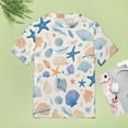 thumbnail image 4 of Beach Seashell Starfish Womens Tops Women's Fashion Casual Short Sleeve Flower Print Round Neck Pullover Top Blouse, 4 of 6
