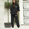 thumbnail image 2 of Women's Hooded Sweatshirt Set Casual Pullover With Drawstring And Graphic Print Letters Stylish Sportswear Outfit, 2 of 4