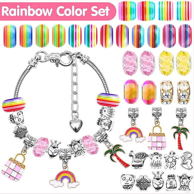 112pcs Bracelet Making Kit Cute Stuff Gifts for Girls, Charms for  Bracelets, Beads for Kids Crafts