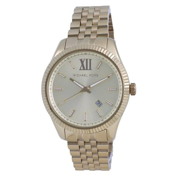 Michael Plus Kors MK8857 Lexington Gold Dial Quartz Men Watch, White