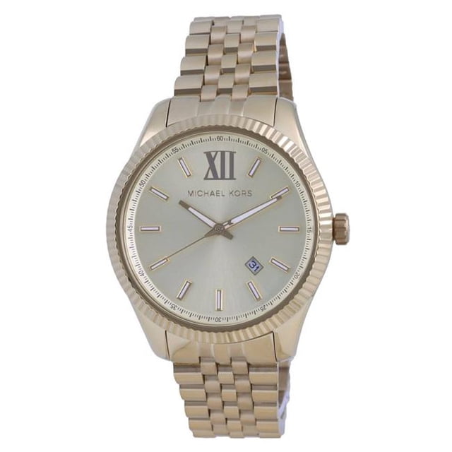 Michael Plus Kors MK8857 Lexington Gold Dial Quartz Men Watch, White