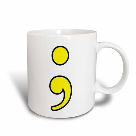 

3dRose Semicolon Yellow - Ceramic Mug 11-ounce