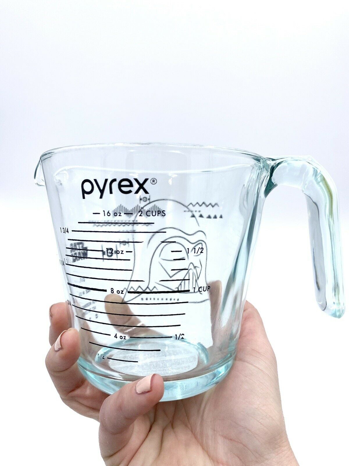 Pyrex 16oz Glass Measuring Cup With Blue Lettering / Vintage Pyrex 2 Cup  Measuring Cup With Hook Handle 