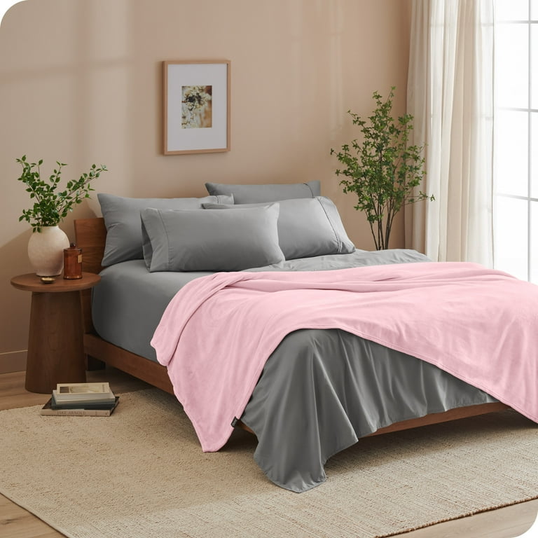 Bare Home Twin Fluffy Warm Microplush Fleece Blanket 300 GSM Soft Plush Light Pink Walmart