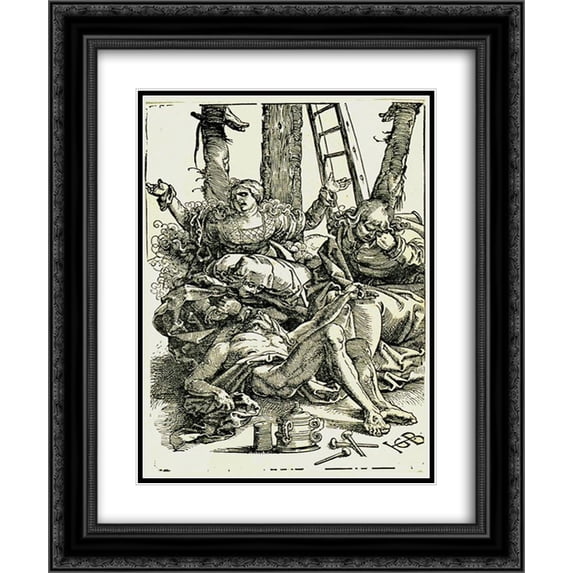 Hans Baldung 2x Matted 20x24 Black Ornate Framed Art Print 'Lamentation'