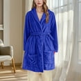 thumbnail image 5 of Fanxing Custom Robes for Women Personalized Face Robe Flannel Nightwear Customized Bathrobes Sleepwear Short Shaggy Blue L, 5 of 6