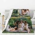 thumbnail image 3 of Personalized Flannel Thick Blanket Custom with Photos Texts Logos for Family Friends Neighbors Christmas Halloween Birthday Wedding Customized Gifts, 40"x50" White Blankets, 3 of 5
