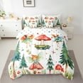 thumbnail image 2 of jejeloiu Fairy Tale Elf 7-Piece Twin Bedding Sets,Red Mushroom Bedding Comforter Set,Green Tropical Botaniocal Pine Sheet Sets For Girl,Microfiber Bedroom Decor Reversible, 2 of 8