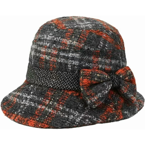 YooGuoGuo Womens 1920s Bucket Hat Winter Warm Wool Crushable Bowler Hat Ladies Vintage Cloche Round Hat with Bowknot