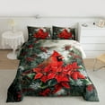 thumbnail image 2 of Manfei Merry Xmas Queen Comforter Set,Christmas Cardinals Bedding Sets,Red Berry Bedding Comforter Set For Men Women,Luxury Bedroom Decor Reversible,3pcs, 2 of 8