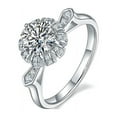 thumbnail image 2 of 1 Carat Round Cut Moissanite Pave Ring Diamond Engagement Ring In 18K White Gold Plating Over Silver, 2 of 4