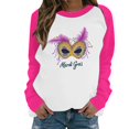 thumbnail image 2 of Uootdi Mardi Gras Long Sleeve Shirts for Women Crewneck Funny Carnival Themed Graphic Tops Mardi Gras New Orleans Festival Purple Sweatshirt for women Gift, 2 of 6
