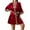 Red, variant on Aueoeo Womens Silk Robe Printed Trim Satin Robe 3/4 Sleeve Short Bride Robe Comfy Sleepwear Minority Nightgown Black L