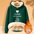 thumbnail image 2 of Penkiiy I Love My Husband HE'S THE BEST Hoodie Sweater for Wife Womens Casual Winter Warm Fleece Sherpa Lined Pullover Hooded Sweatshirt Green, 2 of 3