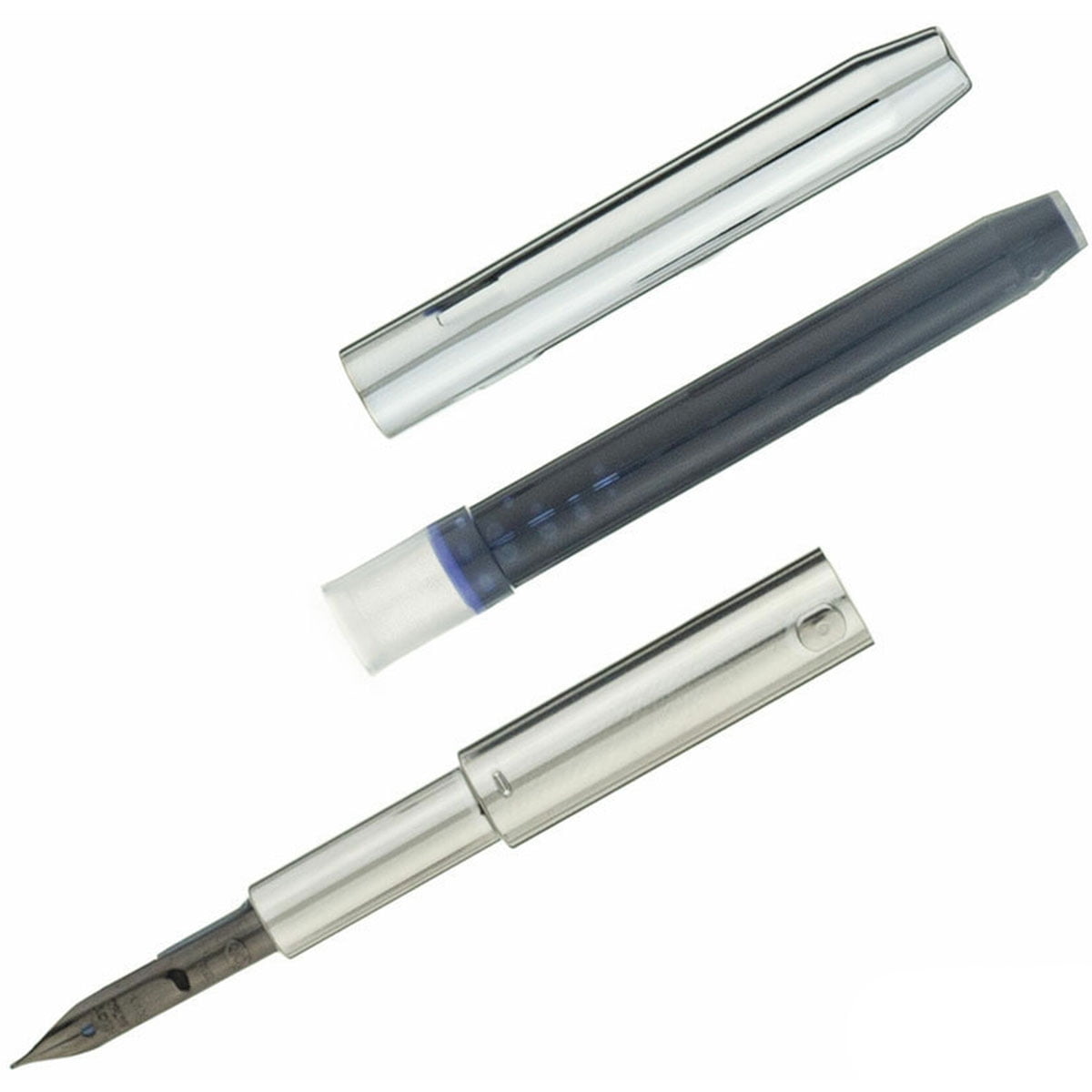 Pilot 60745 Namiki Vanishing Point Fountain Pen Black White Metal Push Button, EF Nib