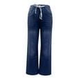thumbnail image 7 of Outfmvch Jeans for Women Baggy Jeans Barrel Jeans Women Wide Leg Jeans for Women Jeans Mom Jeans High Waisted Baggy Straight Wide Leg Denim Pants Streetwear Capri Jeans for Women Dark Blue L, 7 of 7