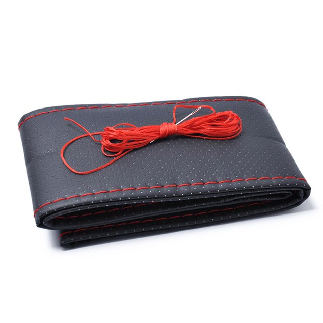 Cubierta Para Volante De Coche De 38Cm, Agujas De Hilo De Coser Hechas A Mano De Cuero Suave, Cubiertas Para Volante, Accesorios Para Automóviles Serendint VI004141-00
