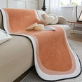 thumbnail image 4 of Xiao Hua Funda de sofá de lujo con degradado, chenilla antideslizante, supersuave, afelpada, protector de muebles para sala de estar y dormitorio (naranja y rojo, 89 x 188 cm), 4 of 5