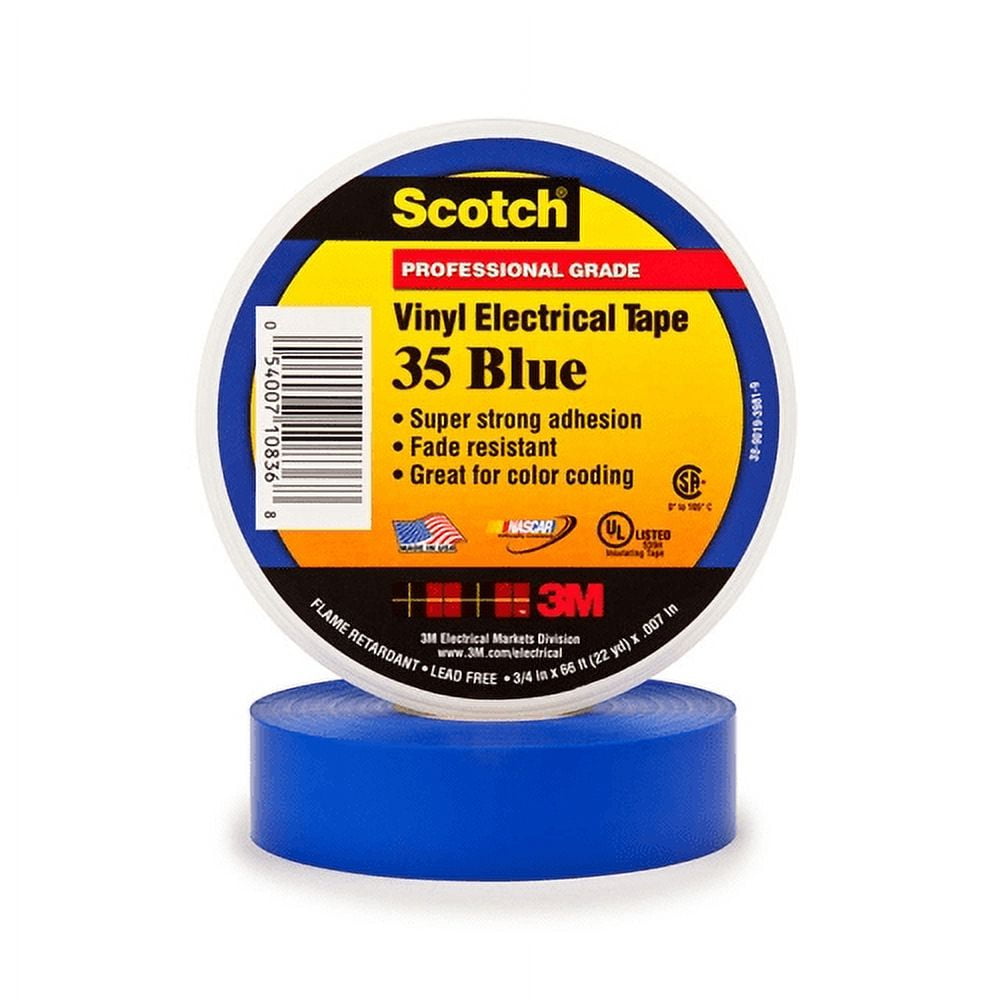 3M 35 Electrical Tape Blue 3/4" X 66' Roll (100 Roll/Case)