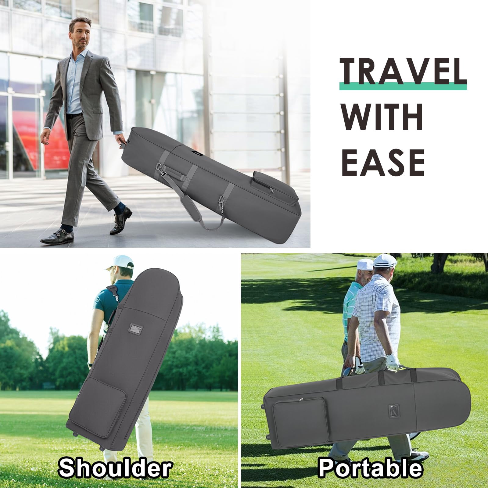 Golf Travel Bags For Airlines - 900d Heavy Duty Tear-resistant Oxford  Lightweight Foldable Design & Detachable Shoulder Strap Club Case Budget Friendly Traveling Gear Covers