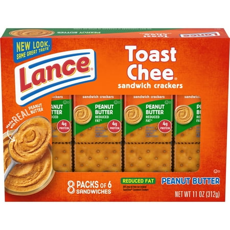 Lance Sandwich Crackers, Reduced Fat ToastChee Peanut Butter, 8 Ct Box