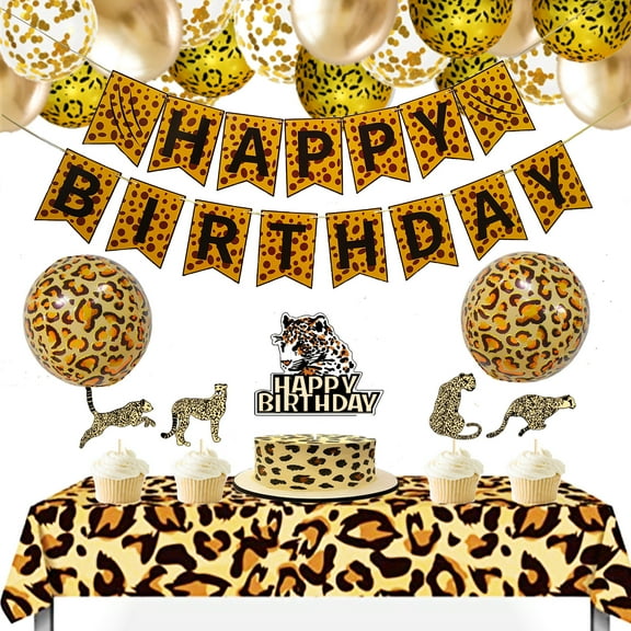 Finypa Cheetah Happy Birthday Banner Party Decorations
