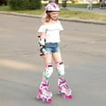 thumbnail image 4 of Costway Patins Quads Réglables à 4 Tailles avec Roues Lumineuses Protection de Sécurité pour 13+ Rose Rouge, 4 of 10