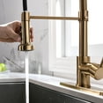 thumbnail image 5 of Kitchen Faucet with Sprayer, Modern Single Handle Pull Down Sprayer Spring Matte Golden Kitchen Sink Faucet with LED Light, 5 of 8