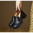 thumbnail image 1 of 2023 otoño nueva plataforma zapatos de mujer Vintage punta cuadrada bombas de cuero de imitación Casual grueso tacón alto calzado femenino Rubber36 Gao Jinjia LED, 1 of 2