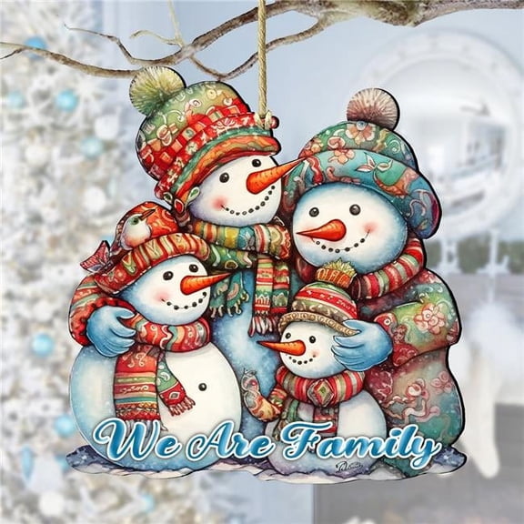 Designocracy 8611057 5 x 5.5 x 0.25 in. Snowmen Family Wooden Christmas Santa Snowman Decor Ornaments