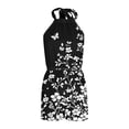 thumbnail image 5 of Lcziwo Shorts Romper for Women Summer Casual Lace Up Halter Neck Backless Overalls Cinch Waist Boho Vintage Floral Printed Pockets Jumpsuits Black,M, 5 of 7