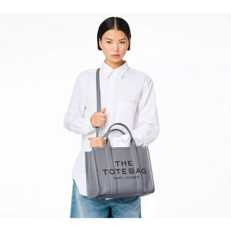 ハンドバッグ Marc Jacobs Grey Leather Medium The Tote Bag Handbag Marc Jacobs The Leather Medium Tote Bag - Wolf Grey