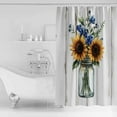 thumbnail image 4 of Small Stall Shower Curtain 36x72 Inch Narrow Half Size Sunflower Bath Curtains Bathroom Decor Country Style Purple Flower Rustic Wood Plank Waterproof Fabric Shower Curtain Set with Hooks 36 Inch, 4 of 6