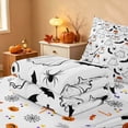 thumbnail image 5 of Homewish Halloween Ghost Zipper Queen Comforter Set with Fitted Sheet and 2 Pillowcases, Pumpkin Bat Spider Zipper Bedding Set, White Black Orange, Pumpkin Bat Reversible, 5 of 7