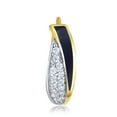 thumbnail image 4 of Wellingsale Ladies 14k Yellow Gold Polished 4mm Onyx & CZ Huggies Hoop Earrings (10mm Diameter), 4 of 7