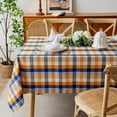 thumbnail image 5 of Fall Plaid Waterproof Tablecloth \u2013 Orange, Blue & White Check Pattern \u2013 Thanksgiving Harvest Table Cover, Stain-Resistant & Durable, W60 x L120 in, 5 of 8