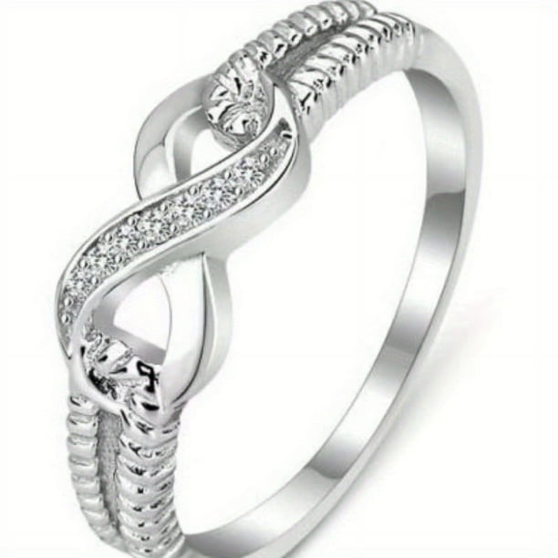 1pc Infinity Symbol Ring - Elegant Platinum Rhinestone Design for Women