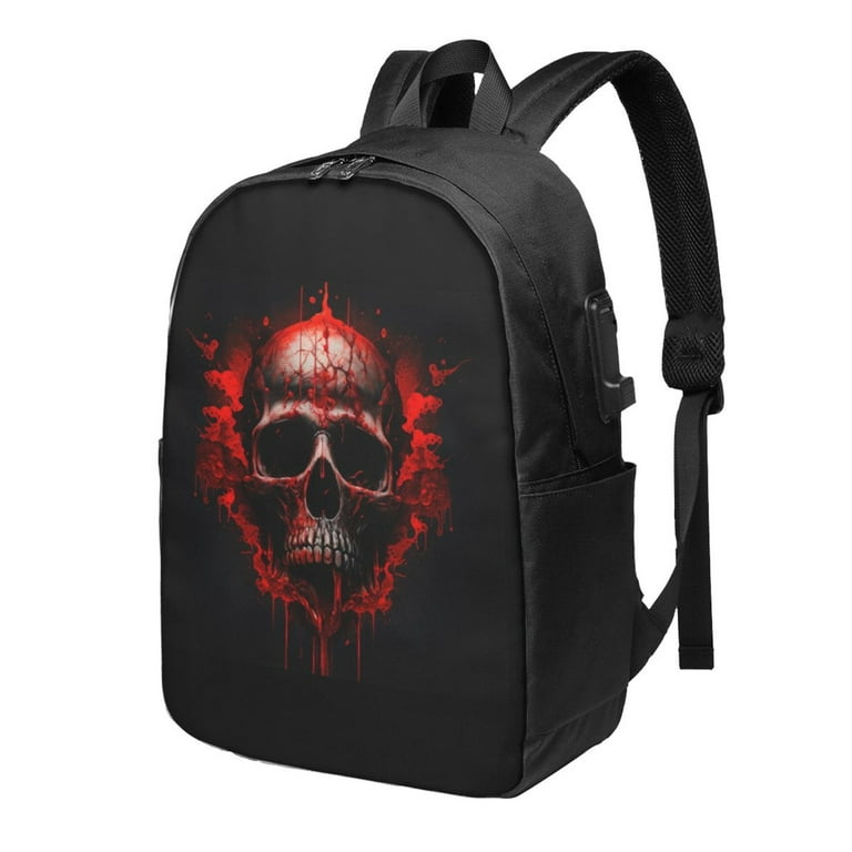 TEQUAN Travel Laptop Backpack Gothic Skull Blood Skeleton Prints Outdoor Hiking Bag School Bookbag Casual Lightweight Daypack