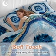 thumbnail image 3 of Abstract Marble Art Queen Size Comforter Set, Manau Blue White Decoration Bedding for All Seasons, 4 Pcs Bed Set, 1Quiltcover (90"x92") ,1Sheet(94"x116"), 2Pillowcases (30"x20"), 3 of 12
